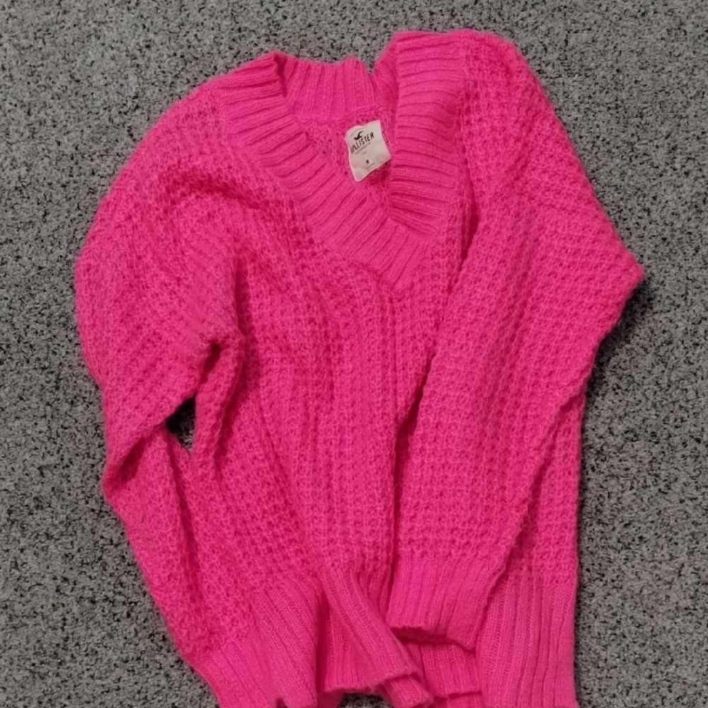 Hollister Bright Pink V-Neck Sweater